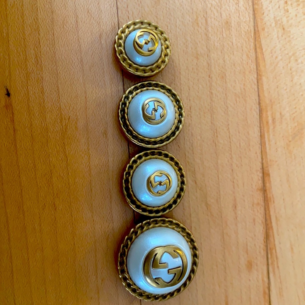 Gucci pearl buttons flat bottoms , bundle 1 large , 2 smaller and one small